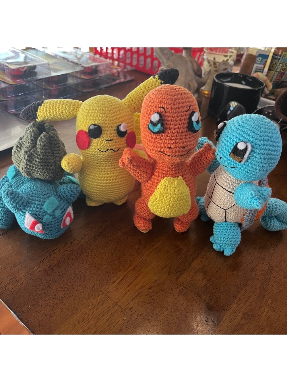 Handmade Crochet Pokémon Charmander Pikachu Squirtle Bulbasaur Plush Figures